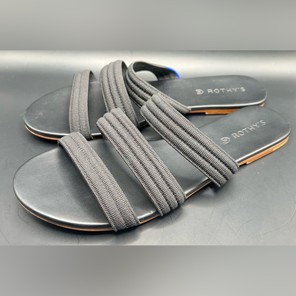Rothy's Black Three‎ Strap Sandals, Womens Size:10, Pre- Owned